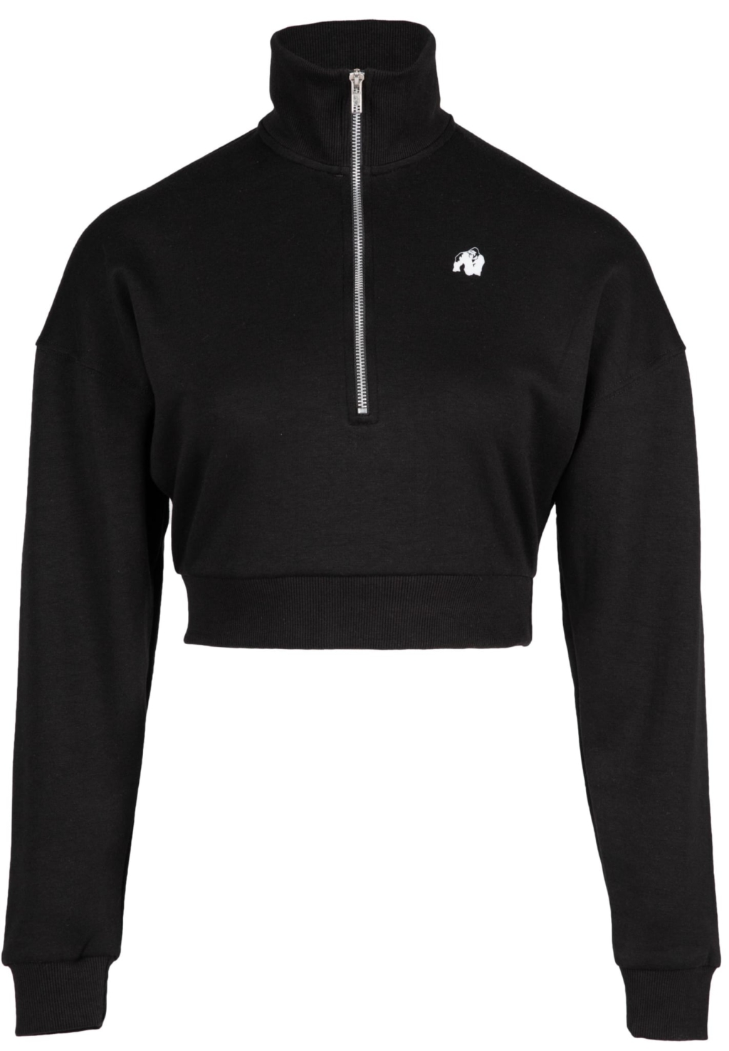 91706900 ocala cropped half zip sweatshirt black 01 scaled